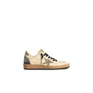Golden Goose Ball-Star White Leather Sneakers With Glitter Star - NWT